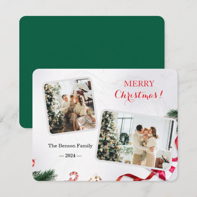 Foto för Family Cute God jul 2 Julkort (Fram/baksida)