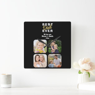 Foto för Far 4-familjen Best Pappa någonsin Fyrkantig Klocka
