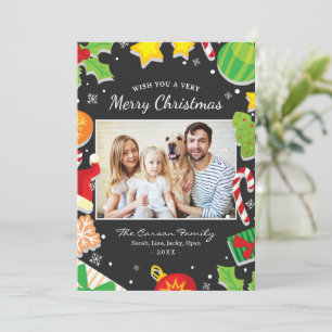 Foto för färgad God jul Inslag-familj Julkort