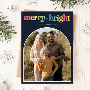 Foto för färgstark merry- och Bright Arch Julafton Julkort