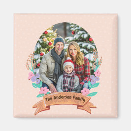 Foto för Festive Blommigt Wandefrö Baby Rosa Magnet