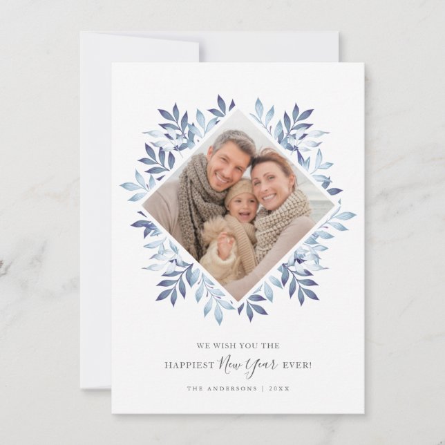 Foto för Festive Foliage Framed Photo gott nytt år Julkort (Framsida)
