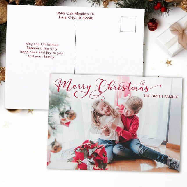 Foto för festive God jul Calligraphy Foto Helg Vykort (Skapare uppladdad)