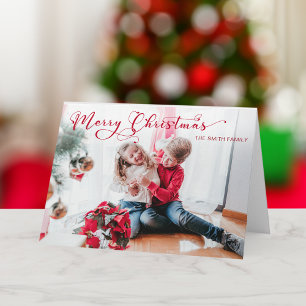 Foto för festive God jul Calligraphy Foto Kort