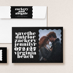 Foto för fet, kallopad, svart, Gräns-vit QR-kod Spara Datumet