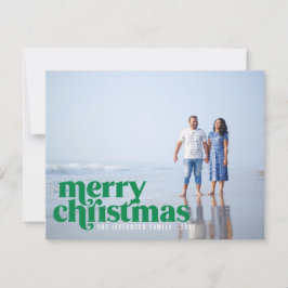 Foto för fetstil Grönt God jul Helgdag Julkort