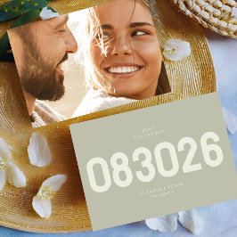 Foto för fetstilt, modernt datum i Grönten Sage Spara Datumet