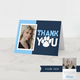 Foto för flottans och Baby blue Tass-Studenten Tack Kort