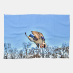 Foto för flygande Mallard Anka Drake Wildlife Kökshandduk