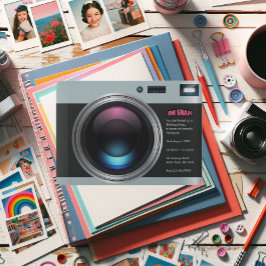 Foto för Födelsedagsfesten Retro Camera Selfie Inbjudningar