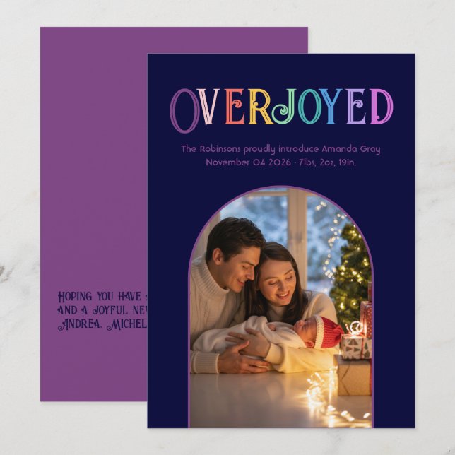 Foto för födelsemeddelande om Plum Radiance Julaft Julkort (Fram/baksida)