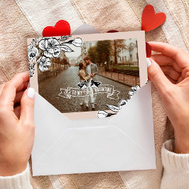 Foto för foto för foxsketchade Blommigtar för Foxy Julkort