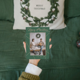 Foto för Geometric Mocha Grönt God jul-familjen Julkort