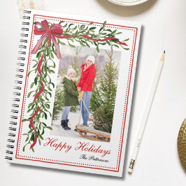 Foto för glad helg Mistletoe Red Bow-familjen Anteckningsbok