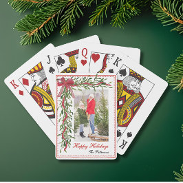 Foto för glad helg Mistletoe Red Bow-familjen Casinokort