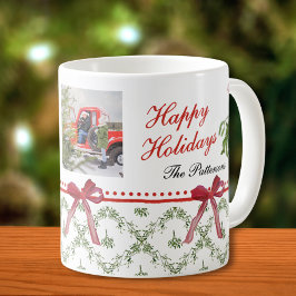 Foto för glad helg Mistletoe Red Bow-familjen Kaffemugg