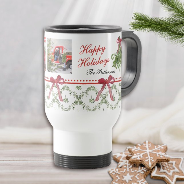 Foto för glad helg Mistletoe Red Bow-familjen Resemugg (Skapare uppladdad)