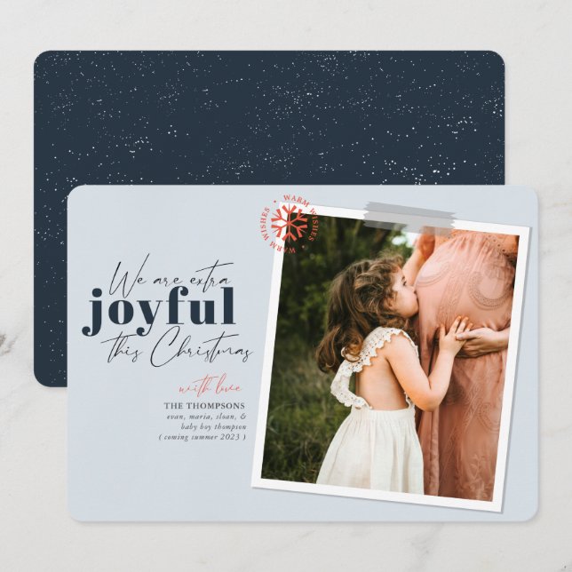 Foto för Glatt blå Gravid i extra Julkort (Fram/baksida)