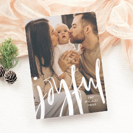 Foto för glatt Modern Brushed-skriptfamilj Julkort