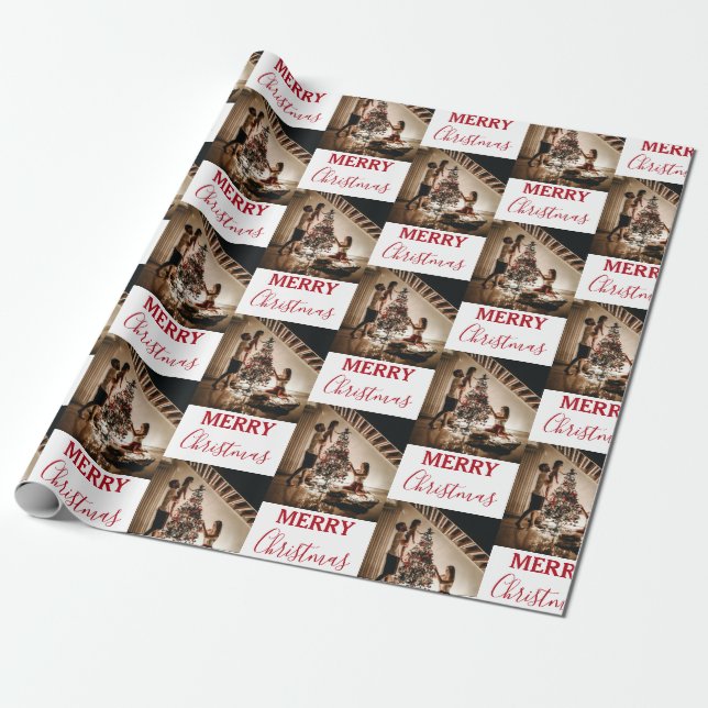 Foto för god jul Anpassningsbar-familjen Presentpapper (Utrullad)