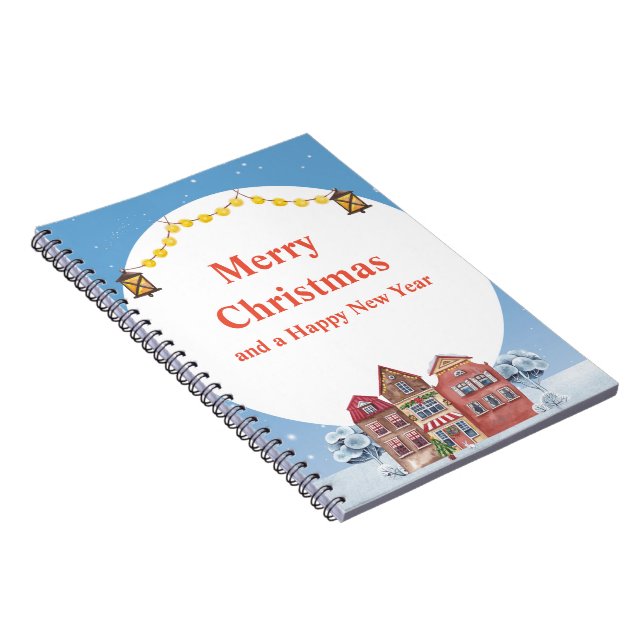Foto för god jul och Gott nytt år Spiral Anteckningsbok (Högra Sidan)