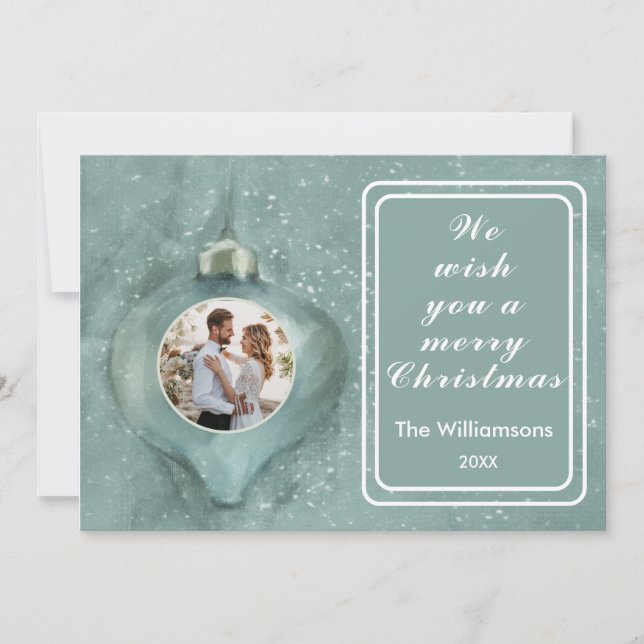 Foto för god jul Ornament Personlig-familjen Kort (Framsida)