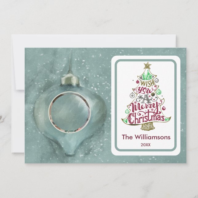 Foto för god jul Ornament Personlig-familjen Kort (Framsida)