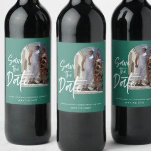 Foto för Grönt av skog Spara datuminbjudan Vinflaska Etikett
