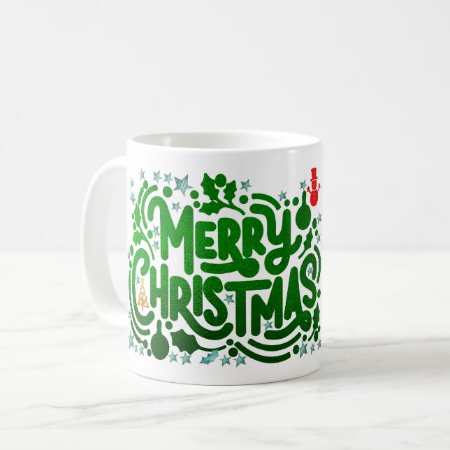 Foto för grönt Foils God jul Helgdag Kaffemugg (Framsida vänster)