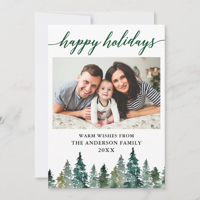 Foto för Grönt för vattenfärg i Calligraphy Waterc Julkort (Framsida)