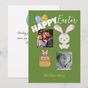 Foto för Grönten Glad påsk Bunny och Eggs Julkort