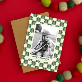 Foto för Grönten Modern fet Retro- - julkontroll Julkort
