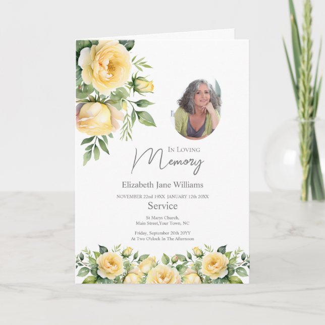 Foto för gul ros-funktionsorder kort (Framsida)