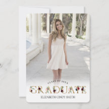 Foto för Guld Burgundy Blommigt Brev Studenten