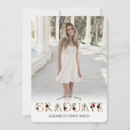 Foto för Guld Burgundy Blommigt Brev Studenten Inbjudningar