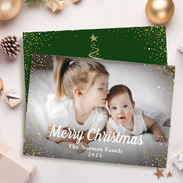 Foto för guld i Grönten Glitter i God jul Julkort