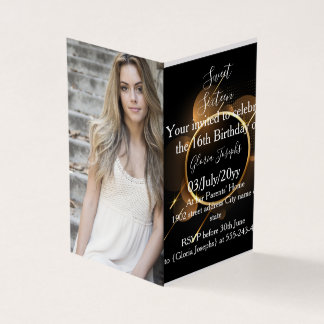 Foto för guld och svart Sweet sixteen Kort