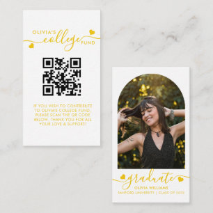 Foto för gult Heart-skript QR Code College Fund Tilläggskort