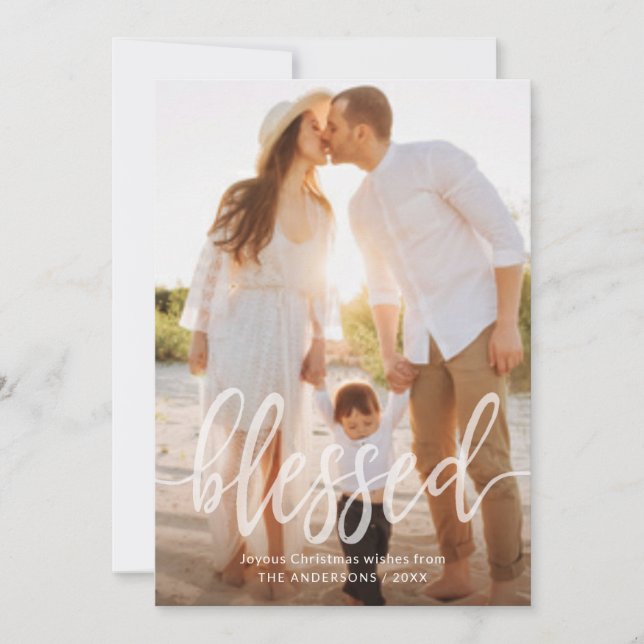 Foto för handskrivet Helgdag för välsignad jul Julkort (Framsida)