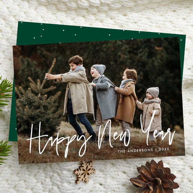 Foto för handskrivet skript Gott nytt år Julkort (Skapare uppladdad)