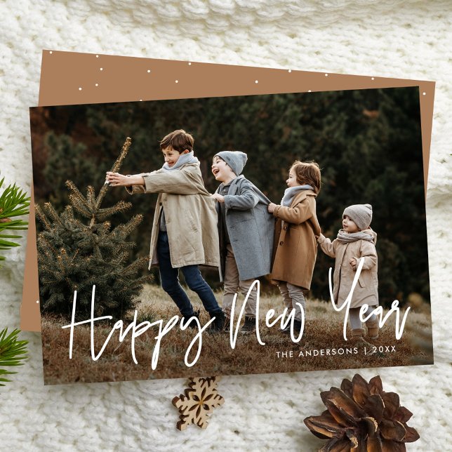 Foto för handskrivet skript Gott nytt år Julkort (Skapare uppladdad)