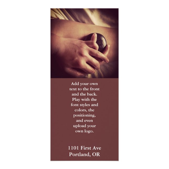 Foto för hettstenmassage reklamkort (Framsidan)