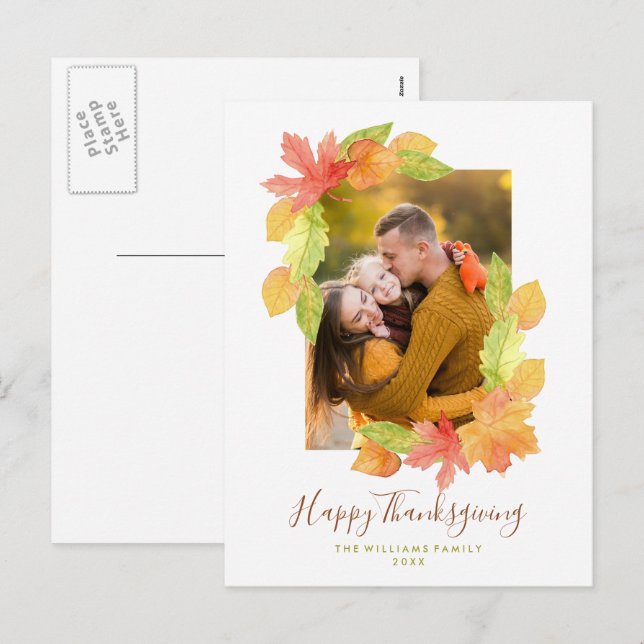 Foto för höst färger Thanksgiving-familj Helg Vykort (Fram/baksida)