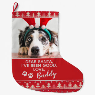 Foto för hund för mönster för Santa brev nordi Stor Julstrumpa