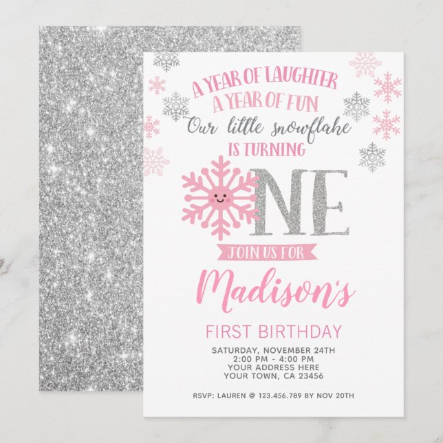 Foto för inbjudan till vinnare 1:a födelsedag (Fram/baksida)