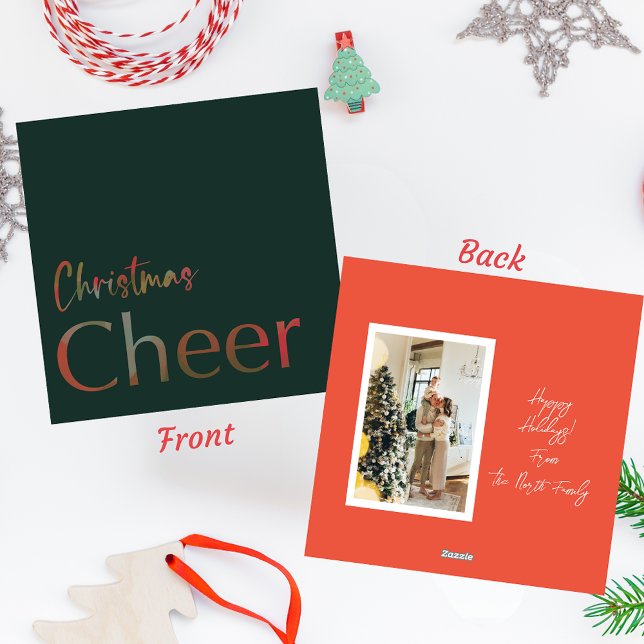 Foto för julCheer Modern Typography Julkort (Christmas Cheer Modern Typography Photo Holiday Card)