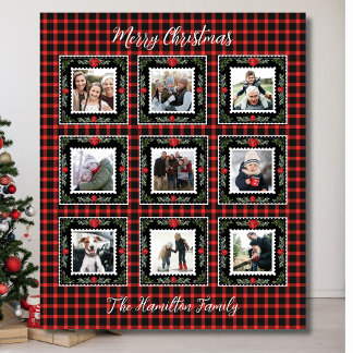 Foto för julfamiljen fleecefilt