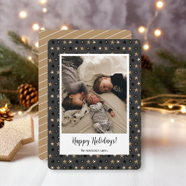 Foto för julfamiljen Guld och Black Julkort