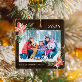 Foto för julfamiljen Rustic Wood Julgransprydnad Keramik