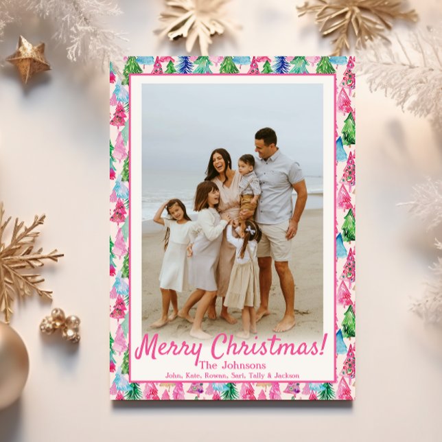 Foto för Julgran-Anpassningsbarna i Preppy Rosa &  Julkort (Skapare uppladdad)